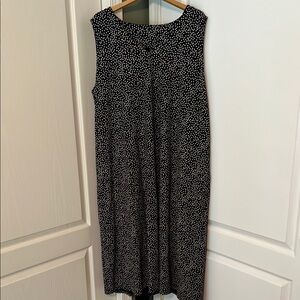 JJill Wearever Collection Navy and Cream Polka Dot Sleeveless Maxi Dress 3X